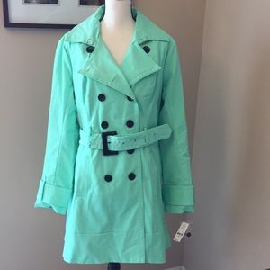 NWT New York & Co mint green trench coat, Sz XL